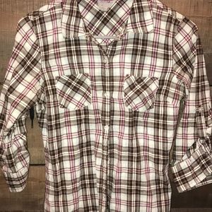 Women’s plaid quarter sleeve